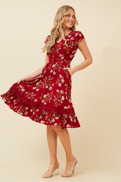 MOROCCO FLORAL KNEE LENGTH DRESS