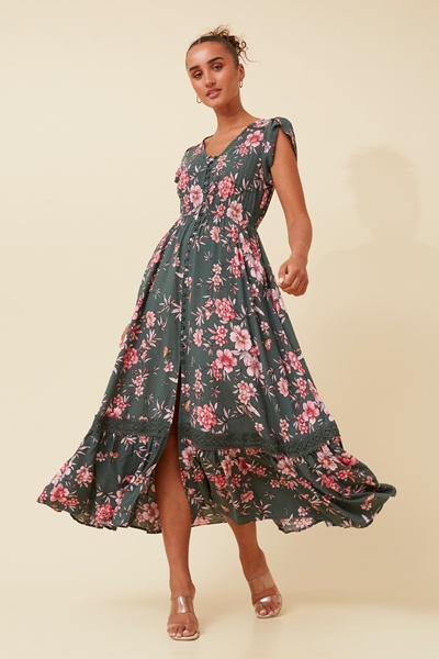MOROCCO FLORAL MAXI DRESS