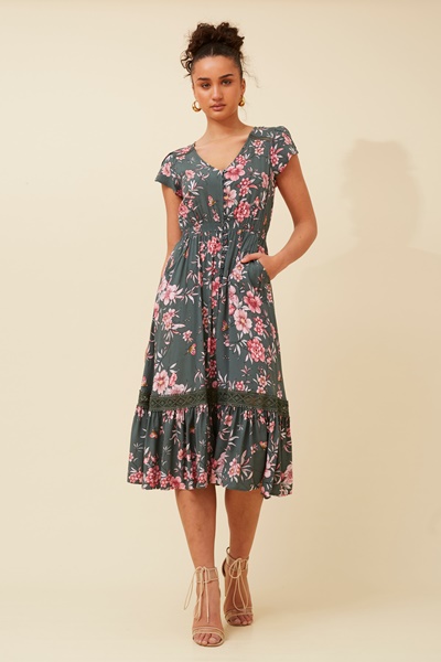 MOROCCO FLORAL MIDI DRESS