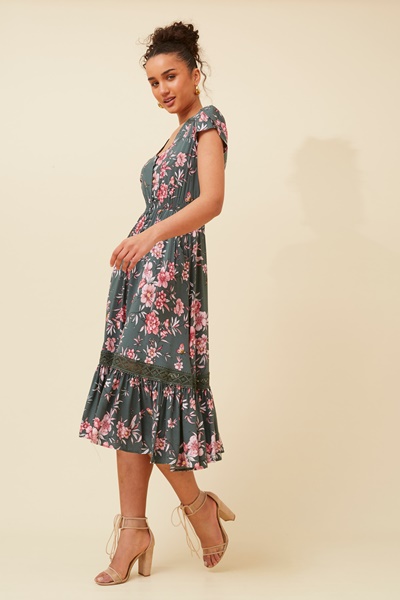 MOROCCO FLORAL MIDI DRESS