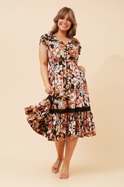 MOROCCO FLORAL MIDI DRESS