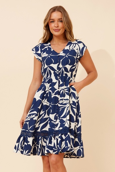 MOROCCO LEAF PRINT DRESS