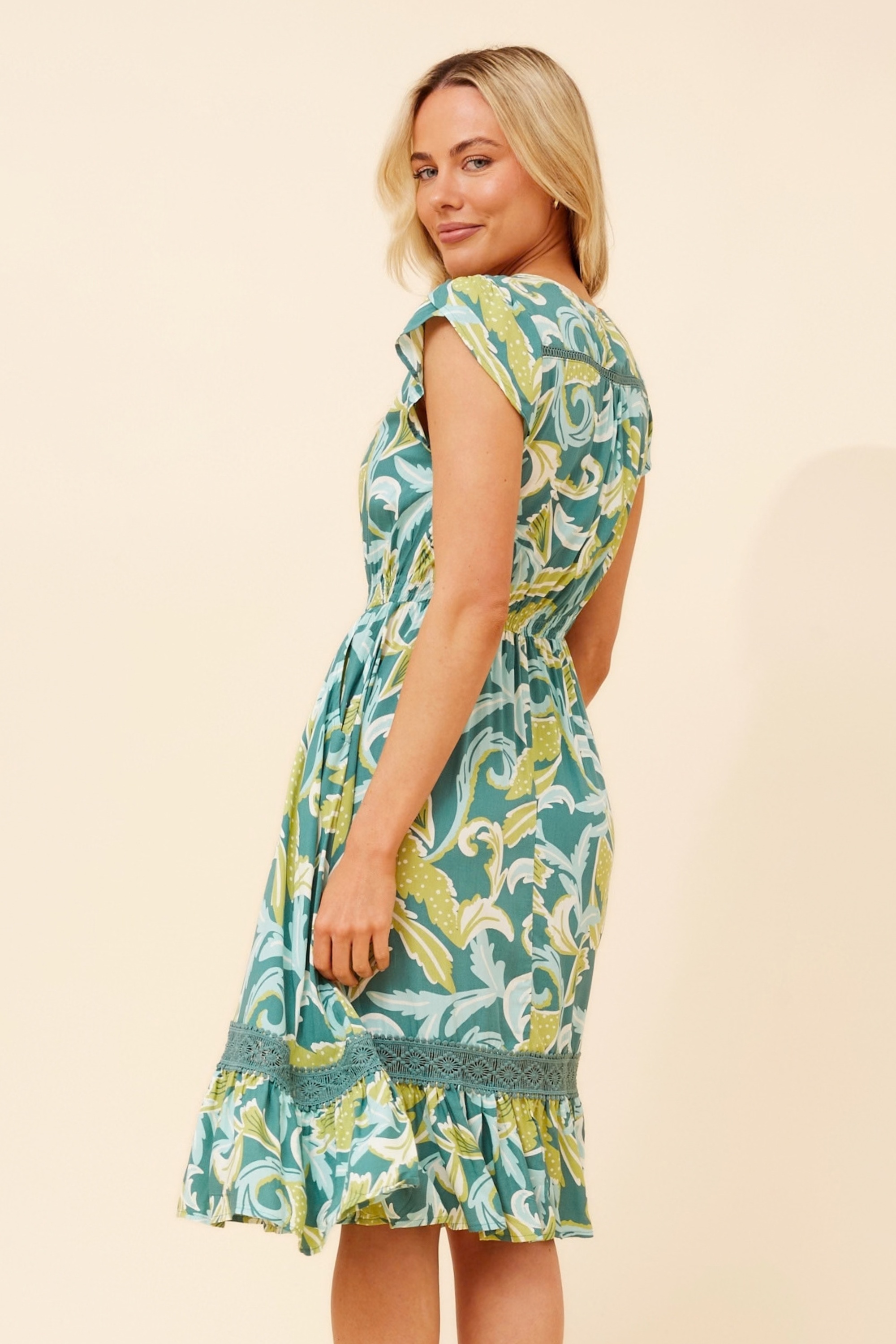 MOROCCO LEAF PRINT DRESS
