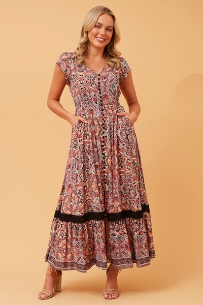 MOROCCO PAISLEY BOHO MAXI DRESS