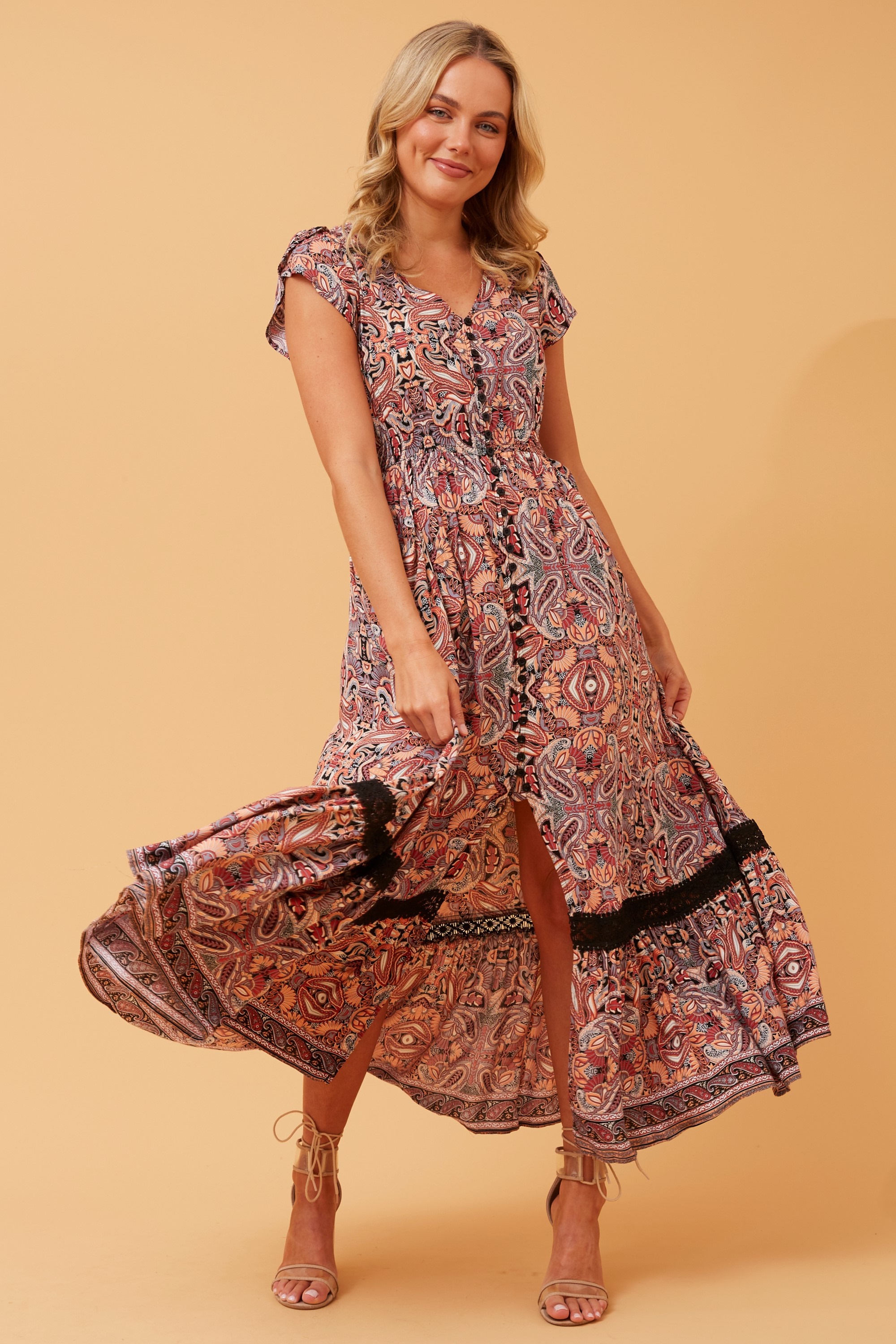 MOROCCO PAISLEY BOHO MAXI DRESS