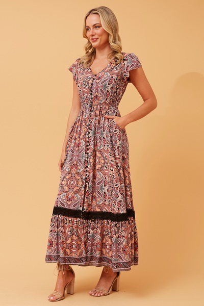 MOROCCO PAISLEY BOHO MAXI DRESS