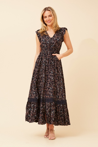 MOROCCO PAISLEY PRINT MAXI DRESS