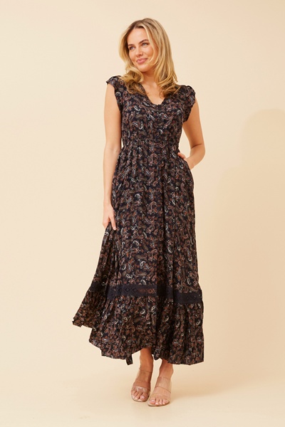 MOROCCO PAISLEY PRINT MAXI DRESS