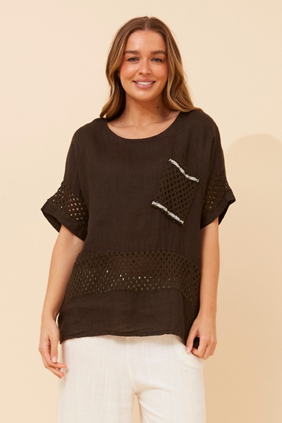 MORRA PATCHWORK LINEN TOP