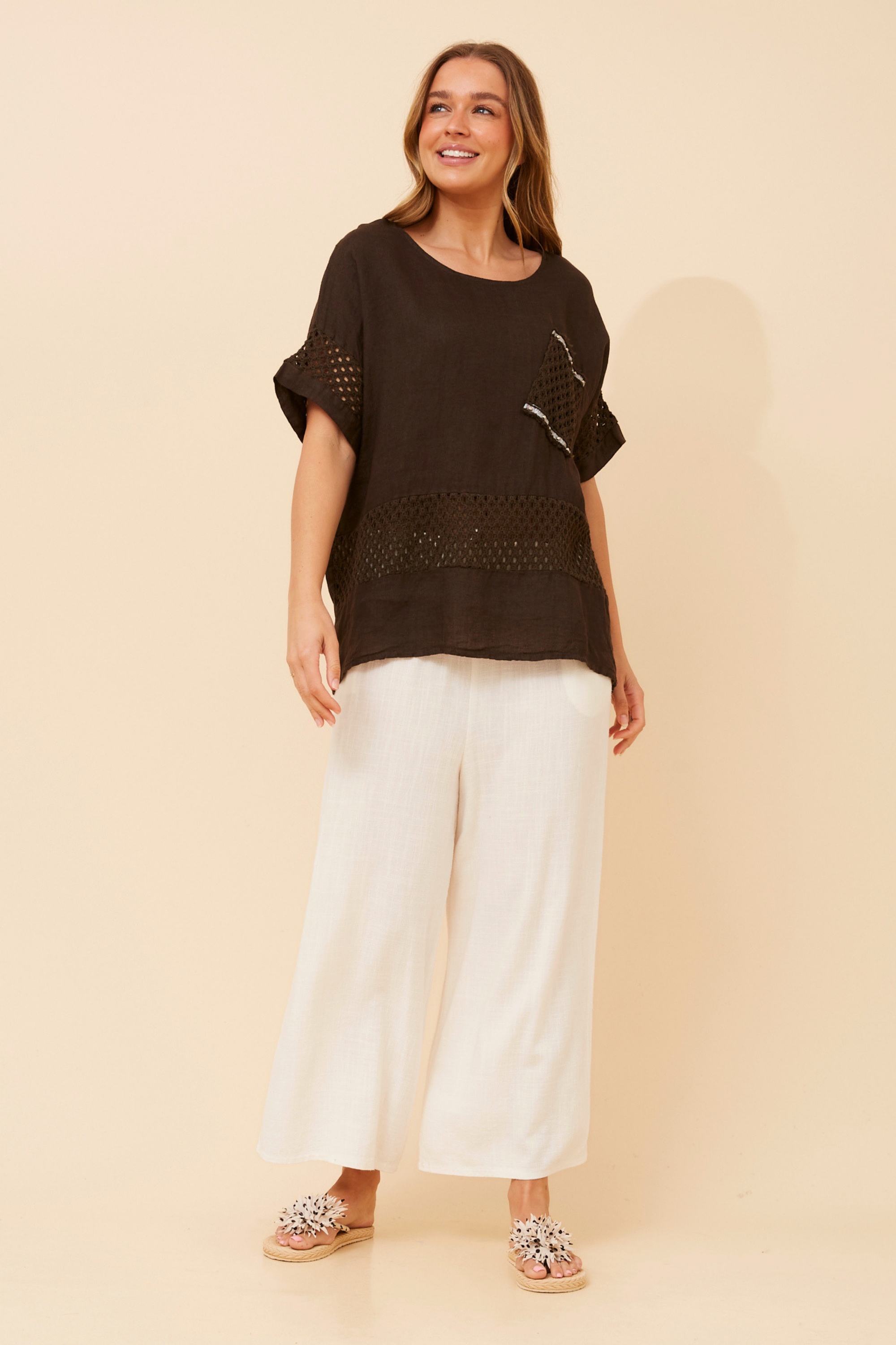 MORRA PATCHWORK LINEN TOP