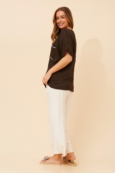 MORRA PATCHWORK LINEN TOP
