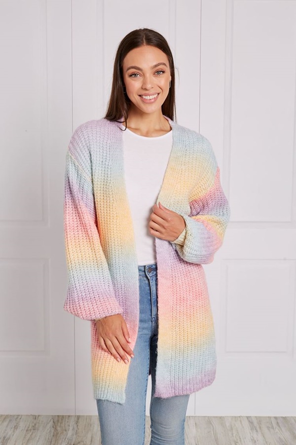 MULTI COLOUR LONGLINE KNIT CARDIGAN MULTI COLOUR LONGLINE KNIT CARDIGAN