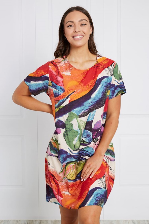 MULTI COLOURED SHIFT DRESS MULTI COLOURED SHIFT DRESS