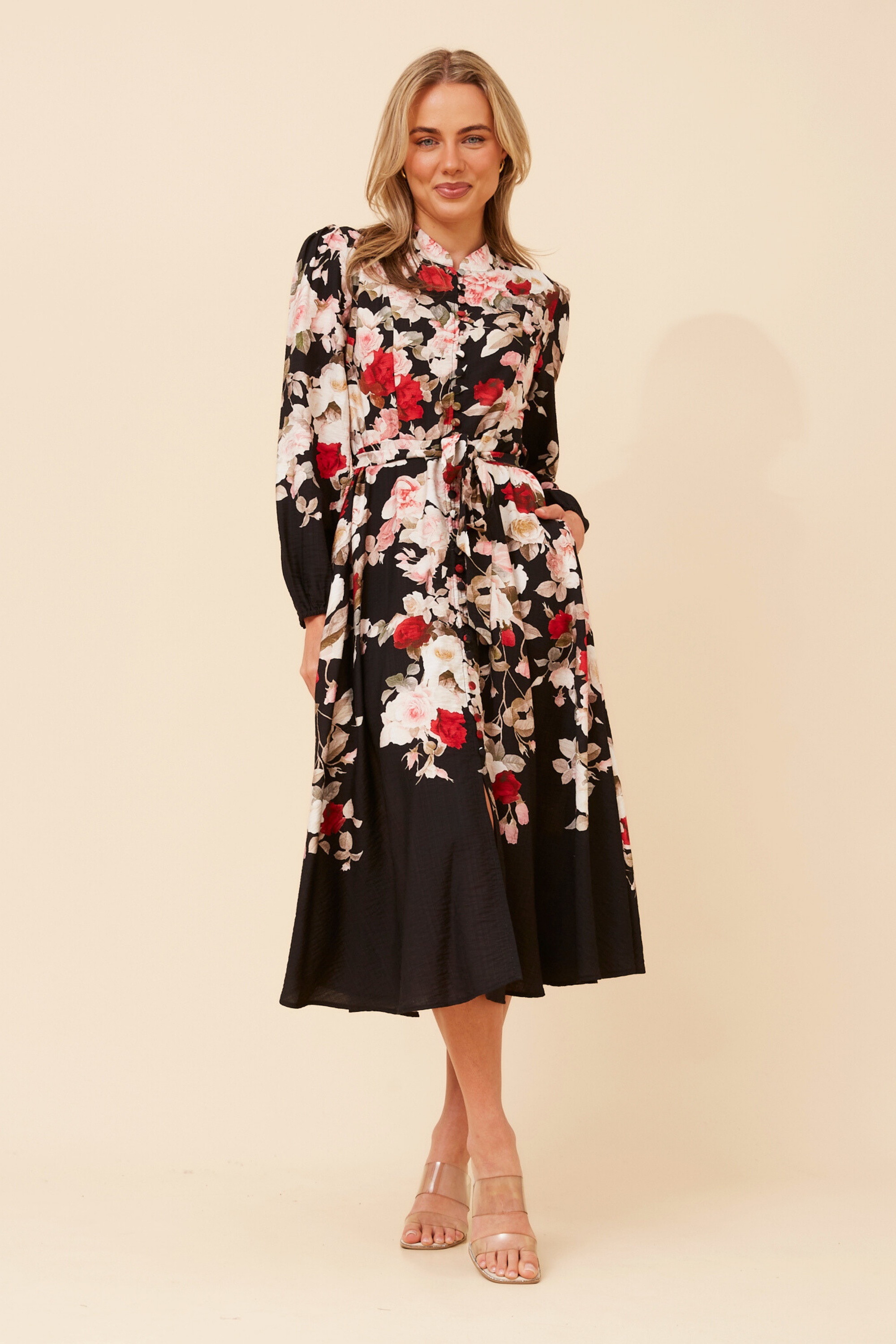 MUSETTA FLORAL PRINT MIDI DRESS