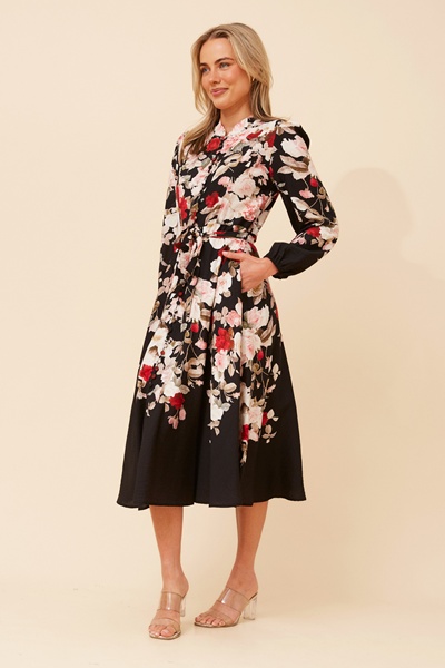 MUSETTA FLORAL PRINT MIDI DRESS