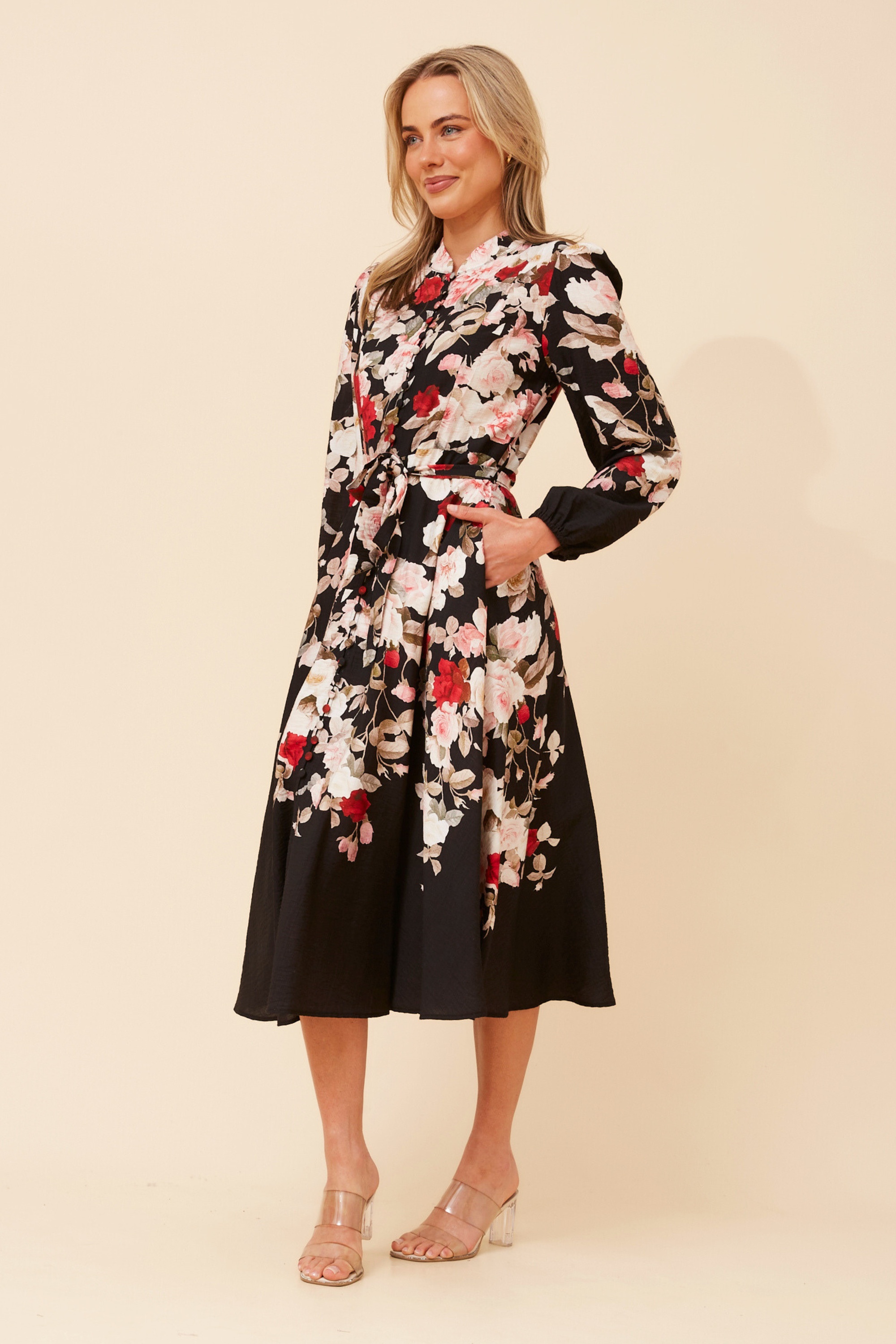 MUSETTA FLORAL PRINT MIDI DRESS