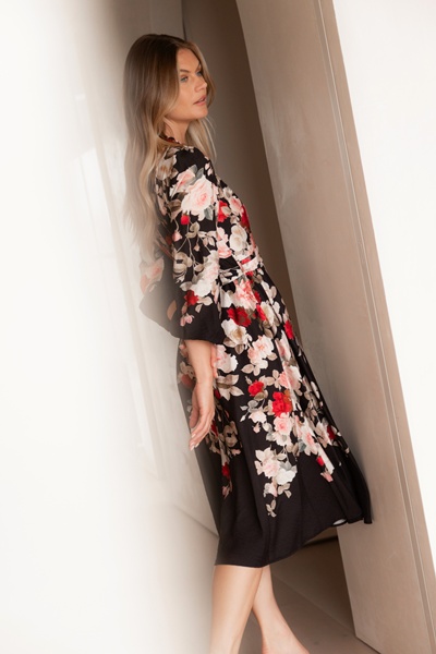 MUSETTA FLORAL PRINT MIDI DRESS