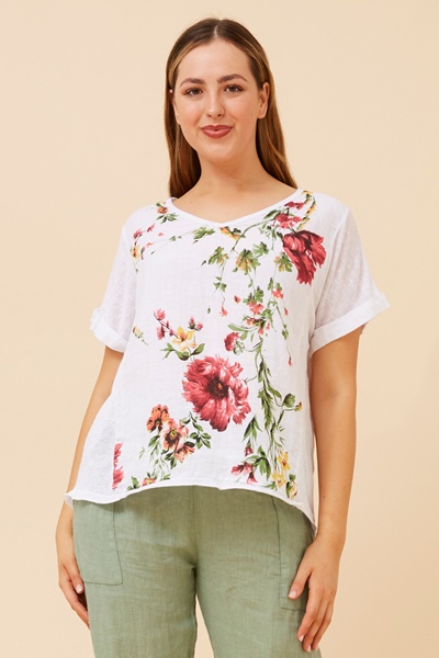 MYLA FLORAL LINEN TOP