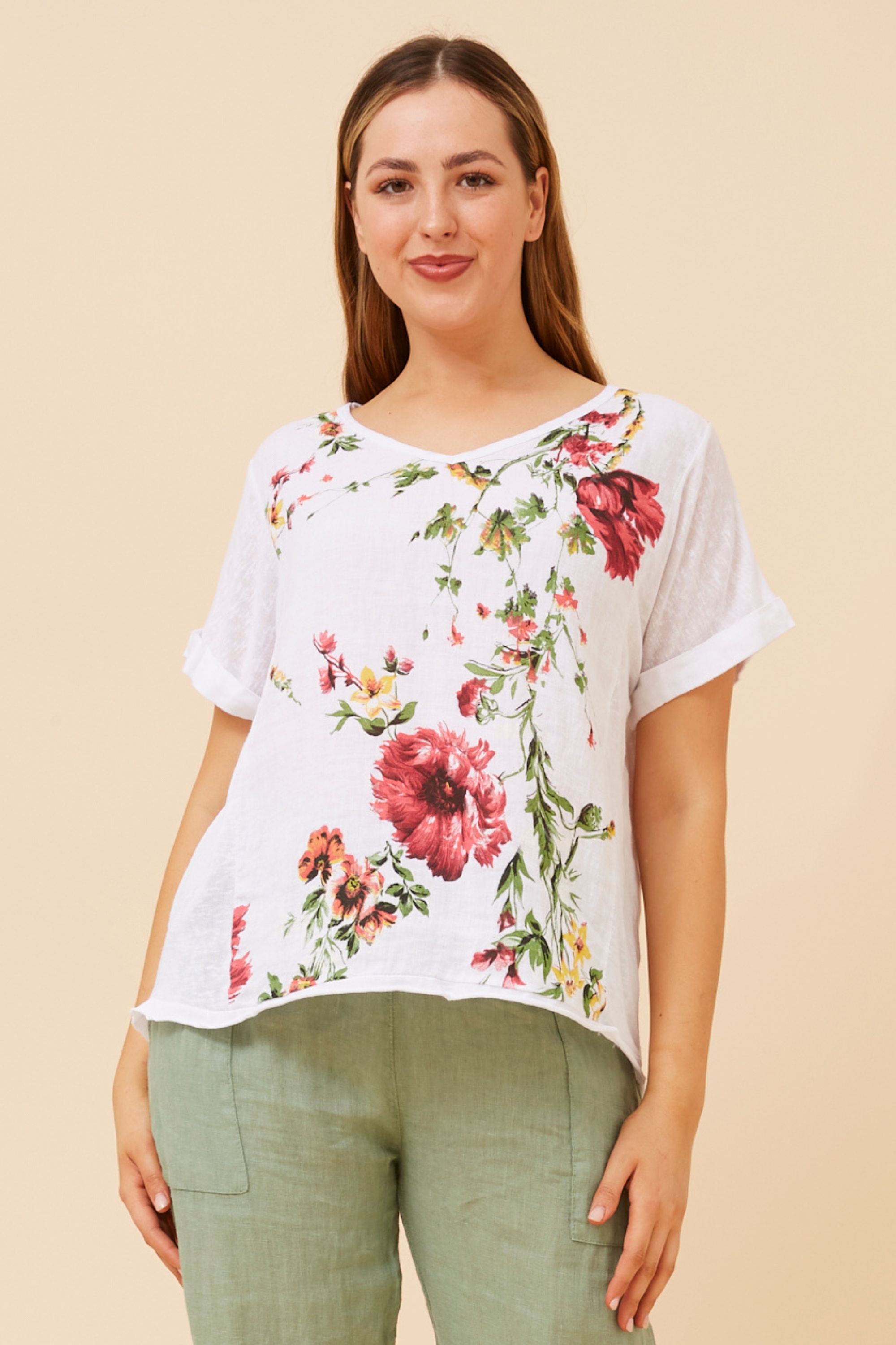 MYLA FLORAL LINEN TOP