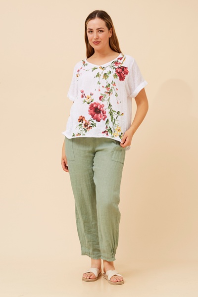 MYLA FLORAL LINEN TOP