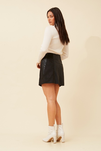 NADINA FAUX LEATHER AND SUEDE SKIRT