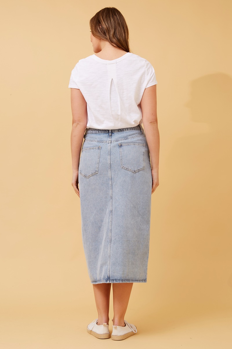 NAT DENIM MIDI SKIRT