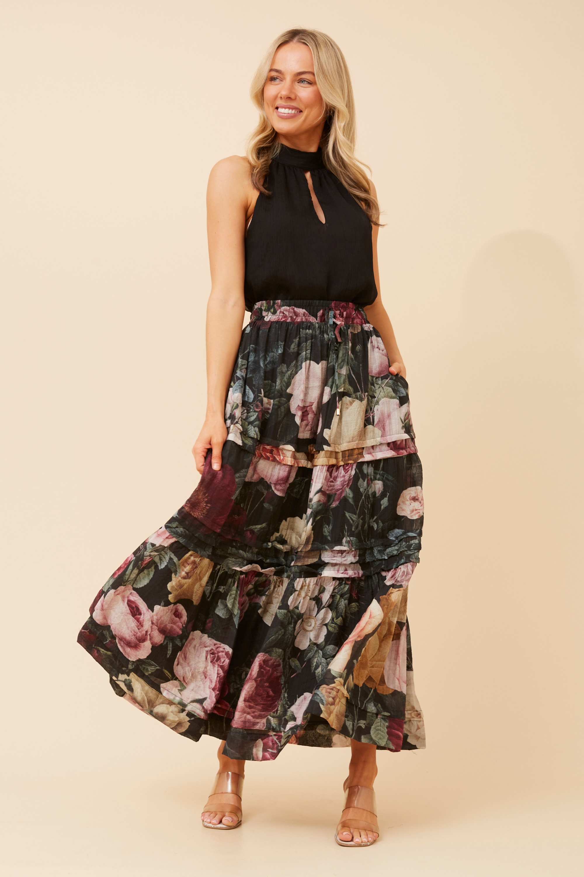 NATE FLORAL PRINT MAXI SKIRT