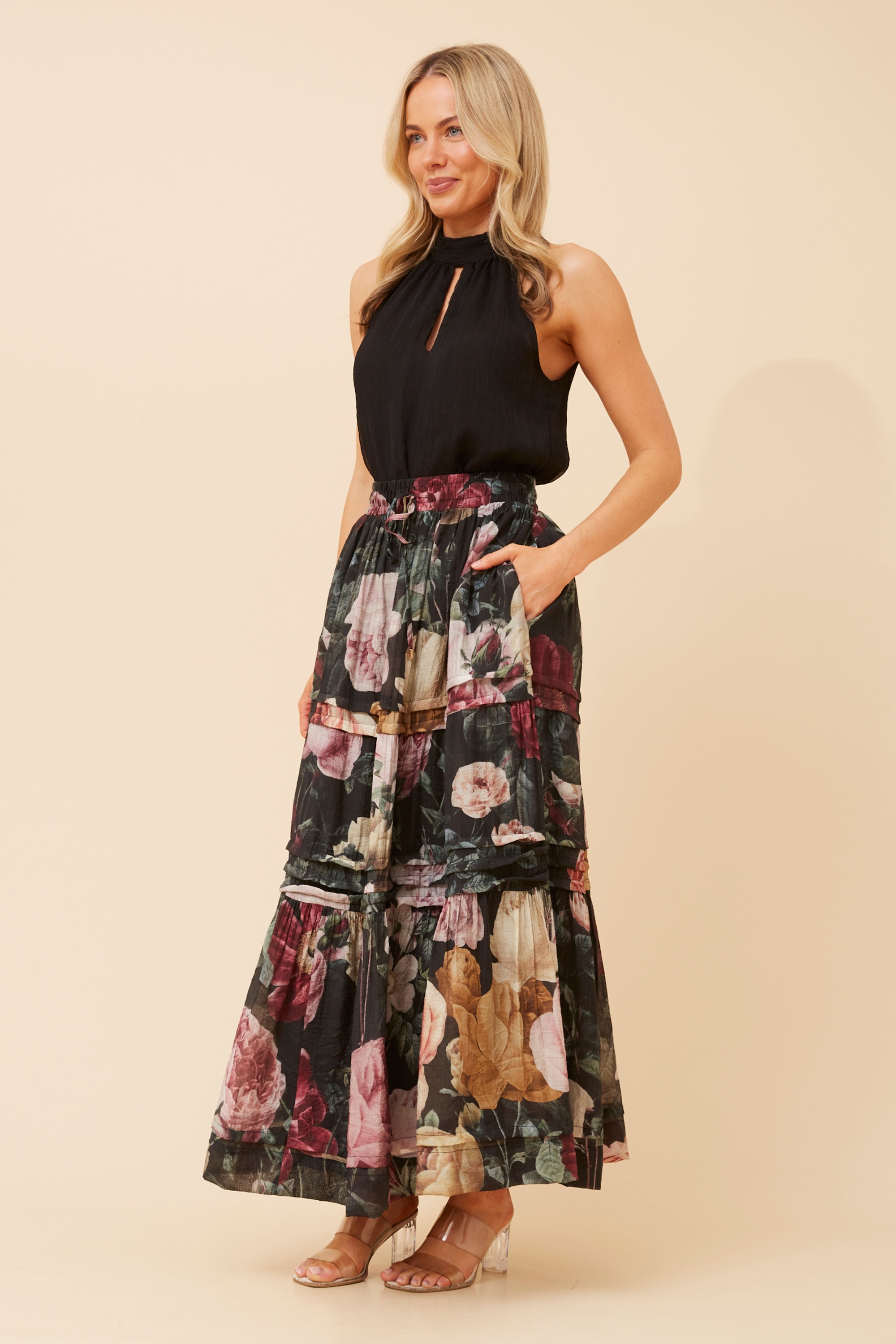 NATE FLORAL PRINT MAXI SKIRT
