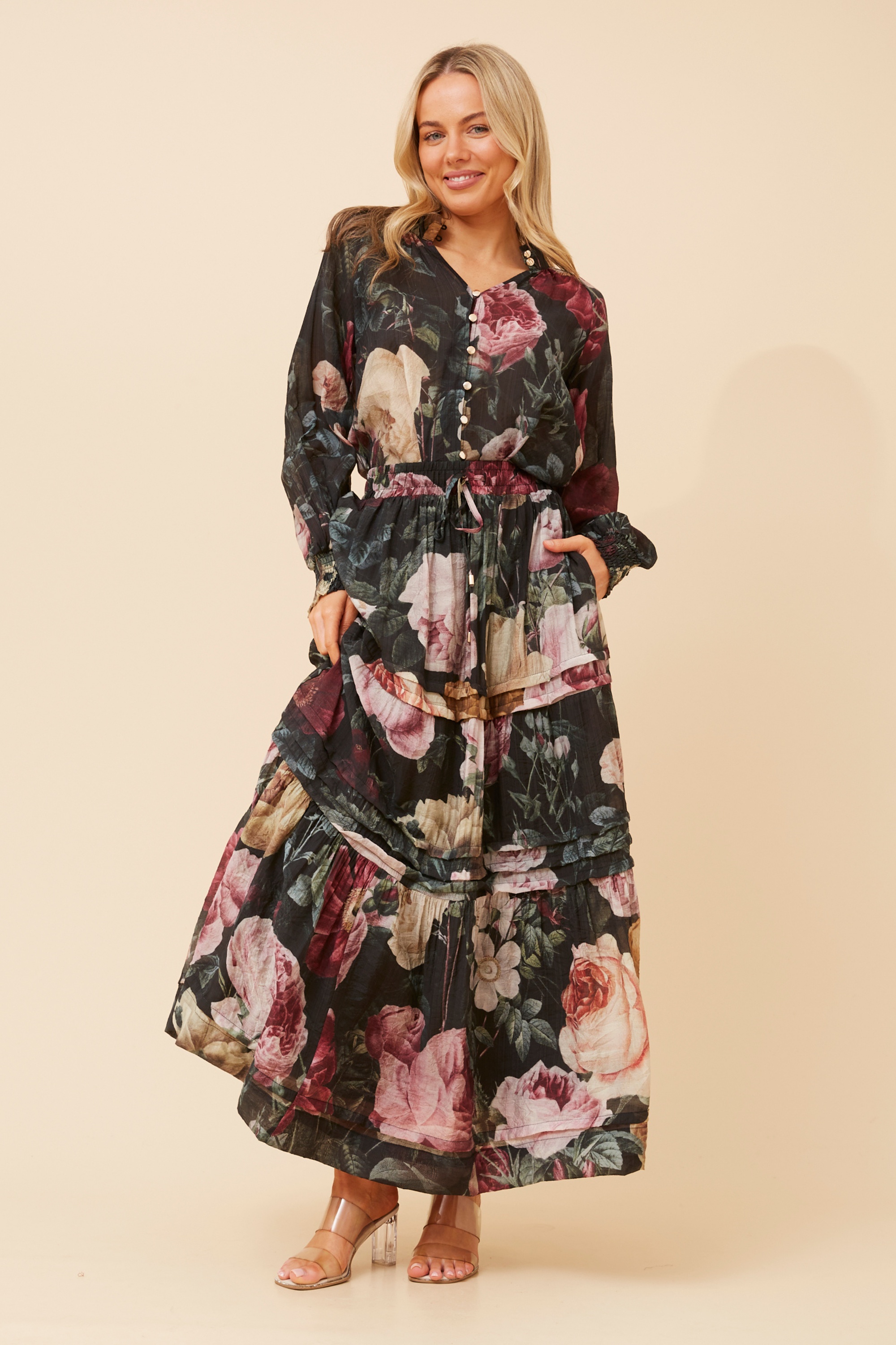 NATE FLORAL PRINT MAXI SKIRT