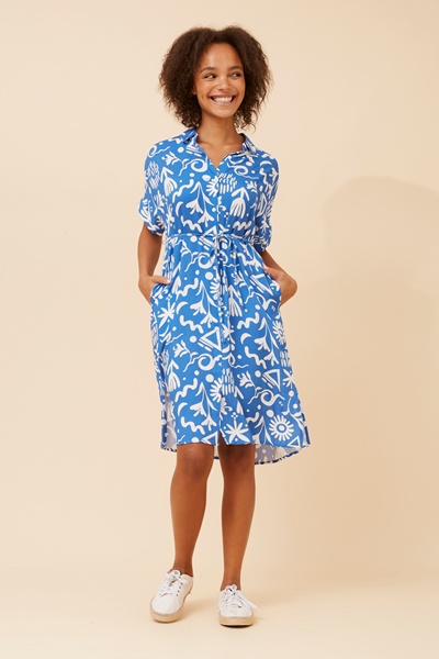 NAYRA ABSTRACT PRINT SHIRT DRESS