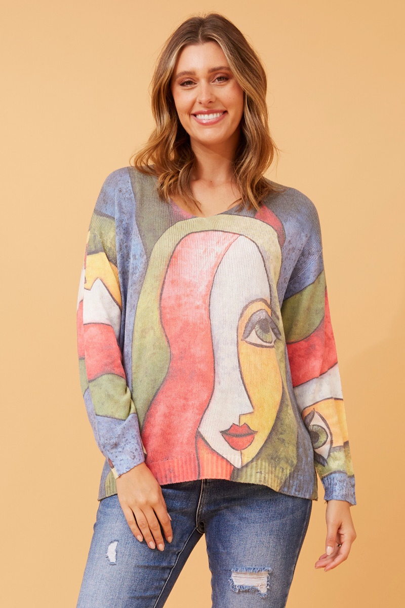 NEAVE ABSTRACT PRINT KNIT JUMPER
