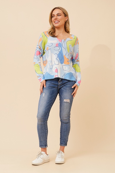 NEAVE ABSTRACT PRINT KNIT PULLOVER