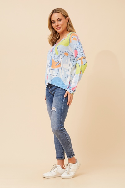 NEAVE ABSTRACT PRINT KNIT PULLOVER