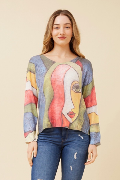 NEAVE ABSTRACT PRINT KNIT TOP
