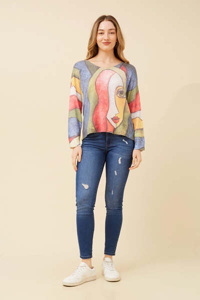 NEAVE ABSTRACT PRINT KNIT TOP