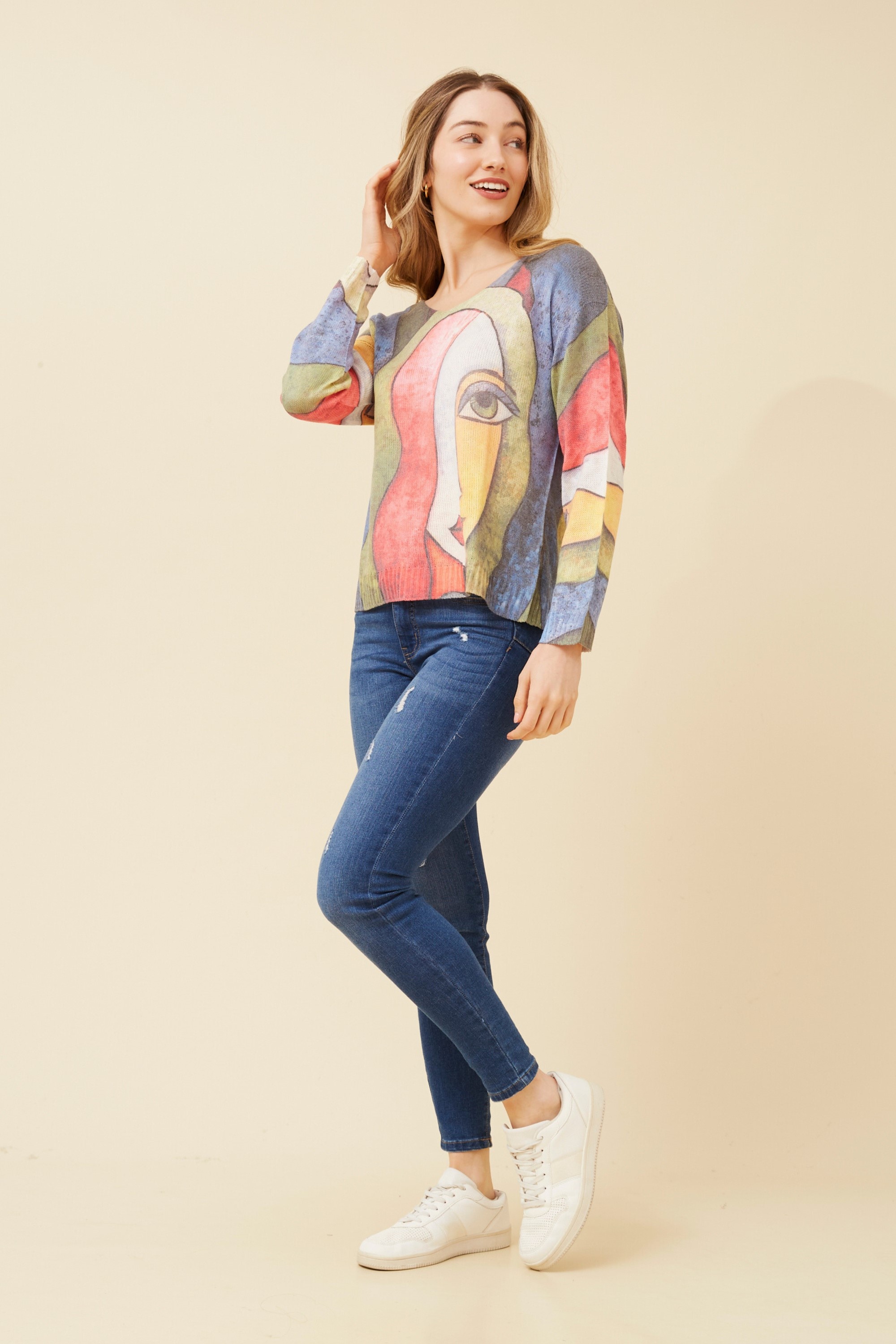 NEAVE ABSTRACT PRINT KNIT TOP