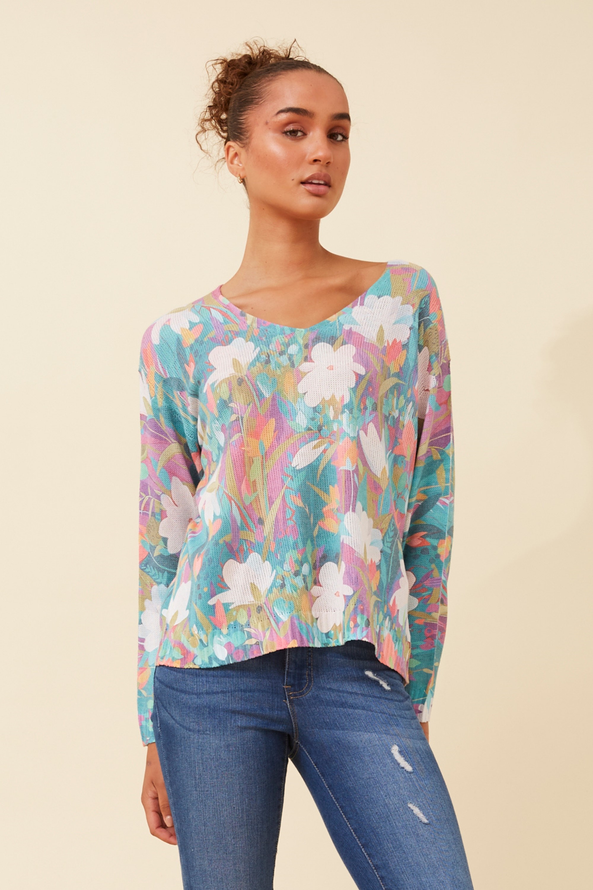 NEAVE FLORAL KNIT PULLOVER