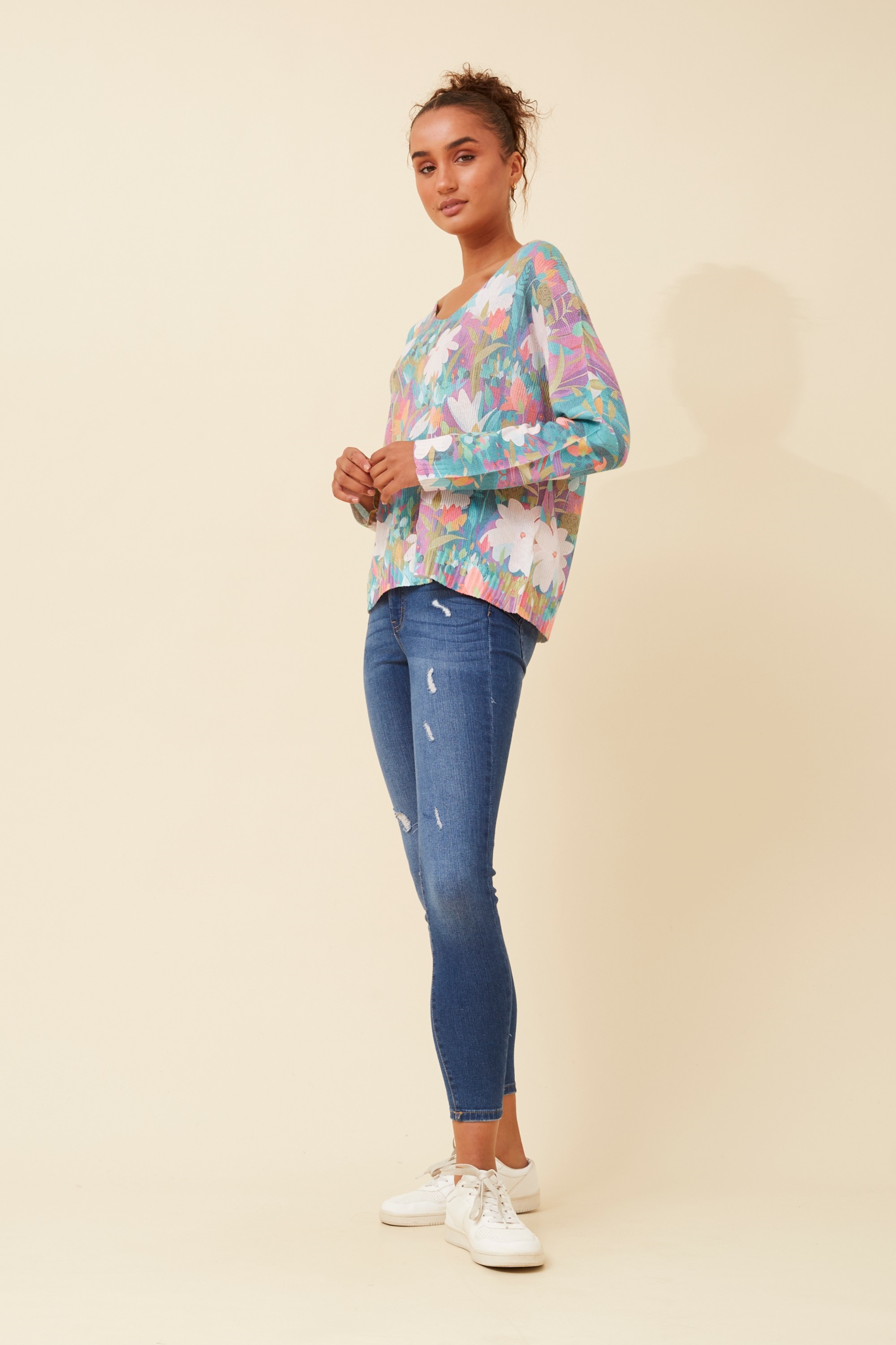 NEAVE FLORAL KNIT PULLOVER