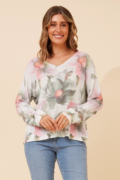 NEAVE FLORAL KNIT PULLOVER