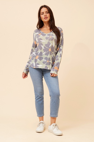 NEAVE FLORAL KNIT PULLOVER