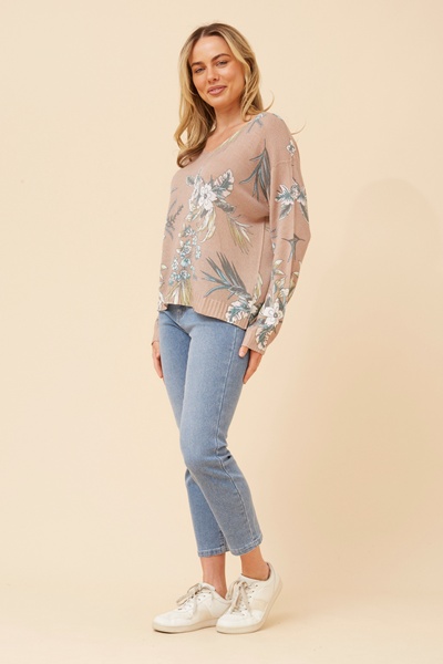 NEAVE FLORAL PRINT KNIT PULLOVER
