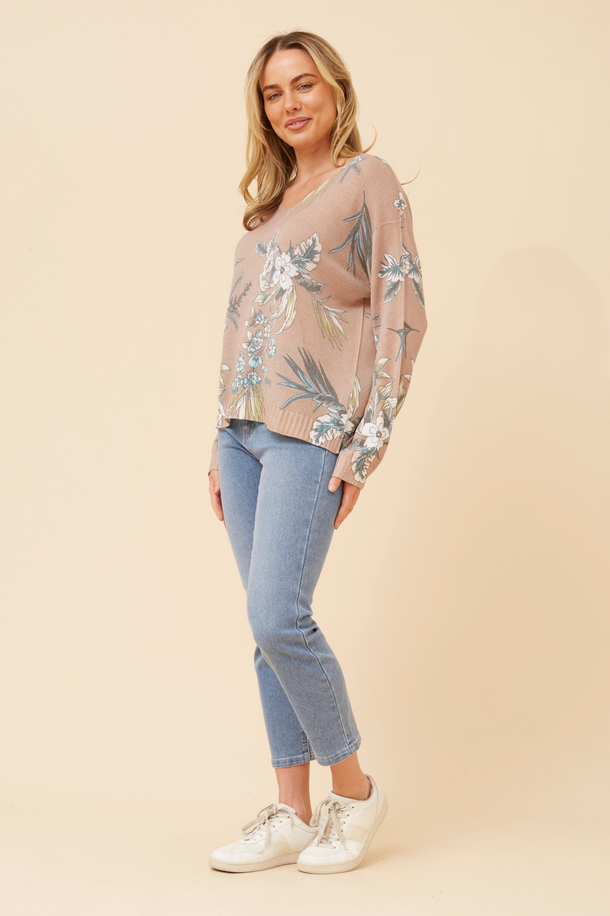 NEAVE FLORAL PRINT KNIT PULLOVER