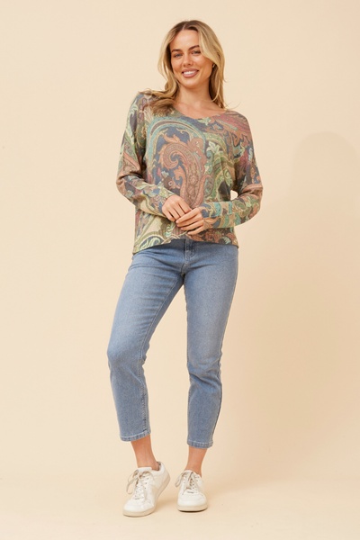 NEAVE PAISLEY KPRINT NIT PULLOVER