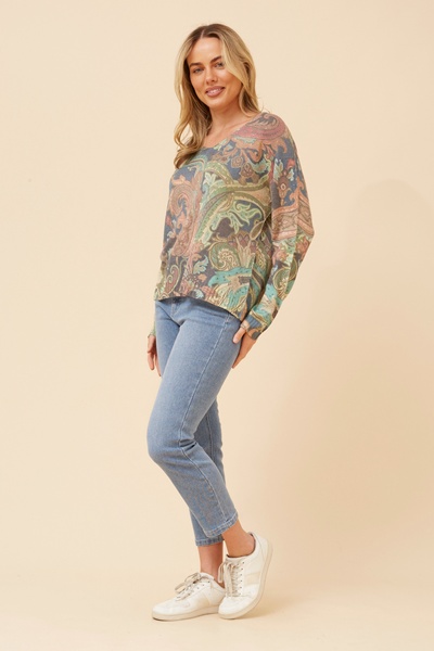 NEAVE PAISLEY KPRINT NIT PULLOVER