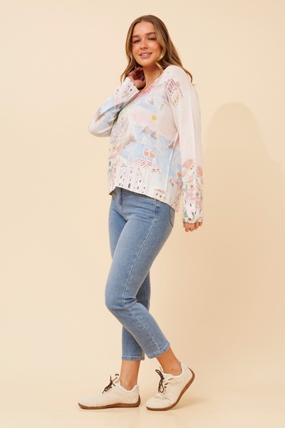 NEAVE WANDERLUST PRINT KNIT PULLOVER