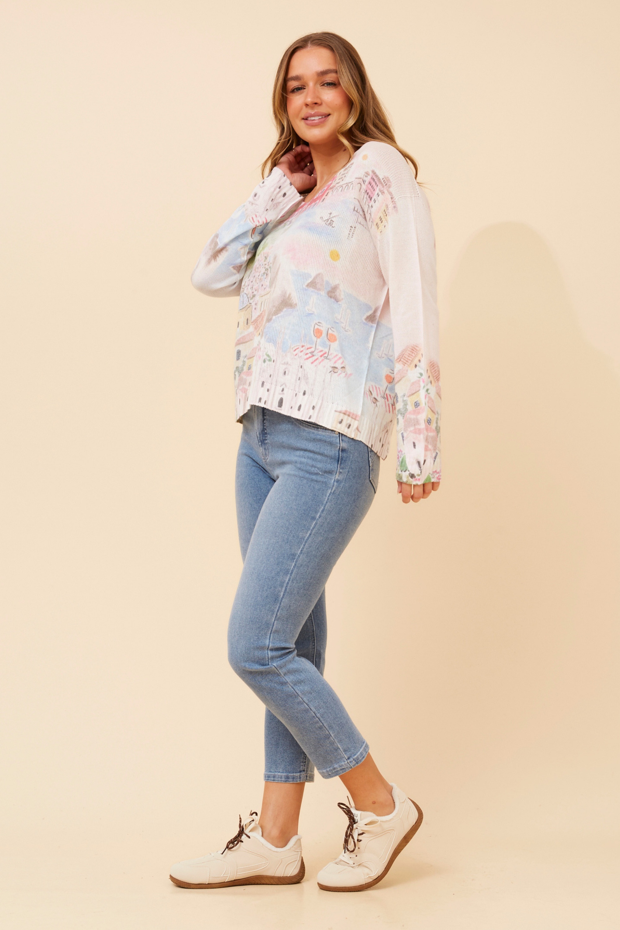 NEAVE WANDERLUST PRINT KNIT PULLOVER