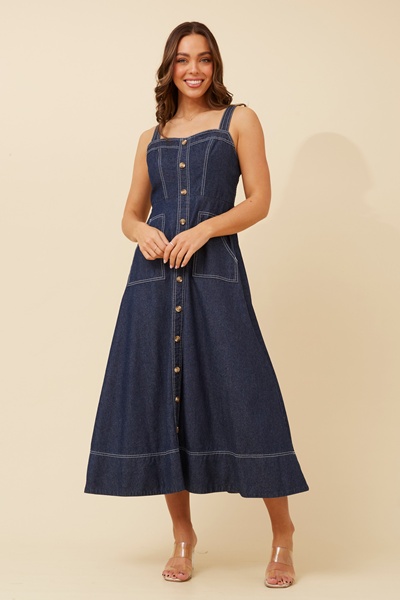 NEBRASKA SLEEVELESS DENIM DRESS