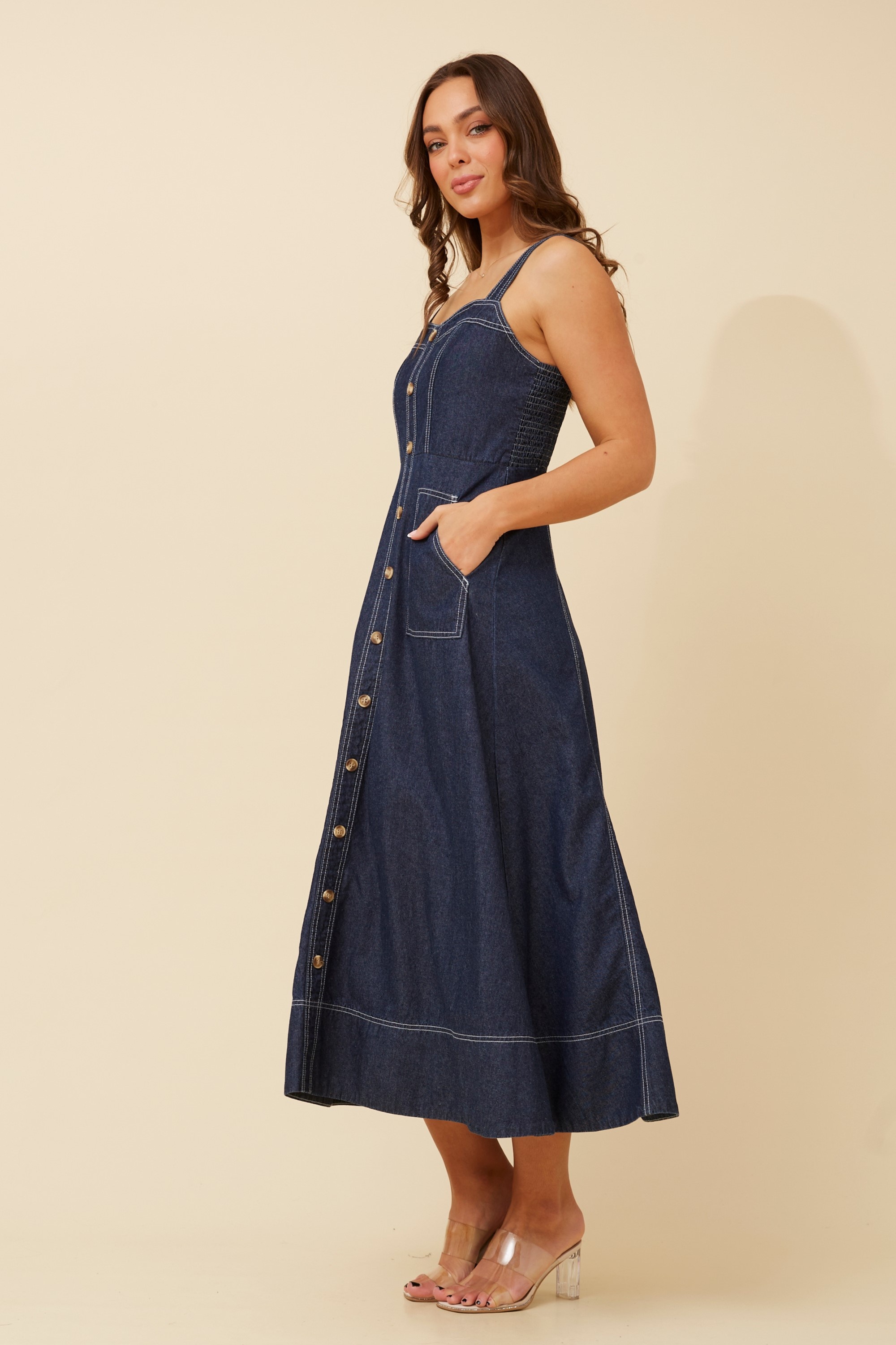 NEBRASKA SLEEVELESS DENIM DRESS
