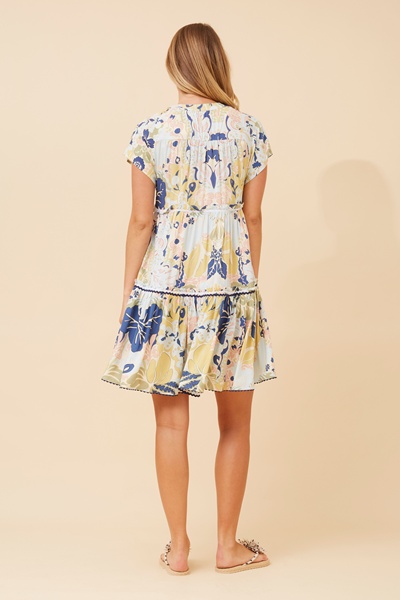 NERISA LEAF PRINT TIERED DRESS