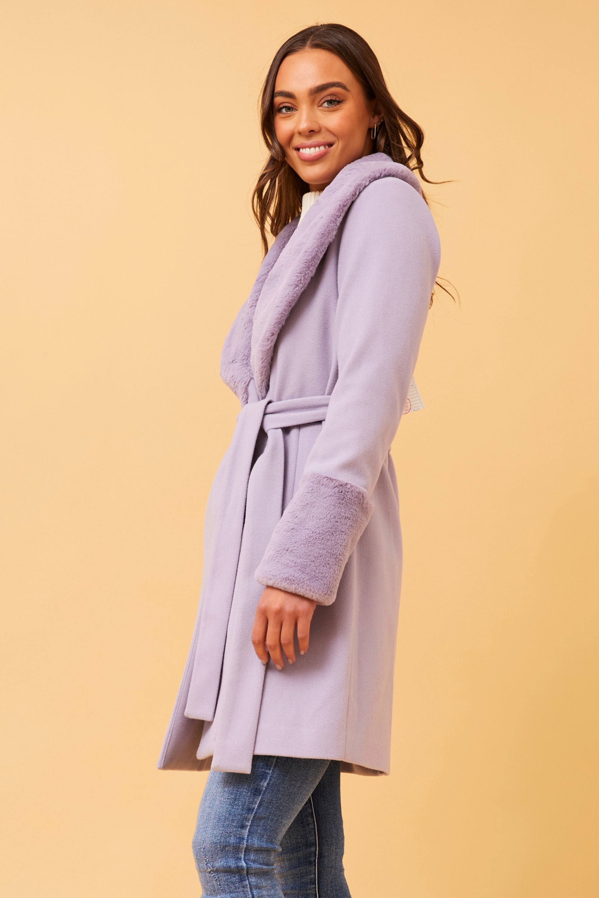 Neroli fur trim coat Buy Online Femme Connection